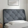 Coussin de tête de lit gris foncé 80 cm velours