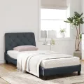 Lit avec matelas gris foncé 90x190 cm velours