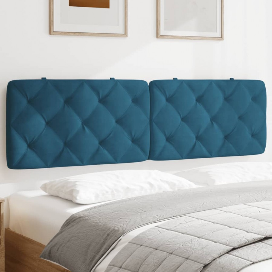 Coussin de tête de lit bleu 180 cm velours