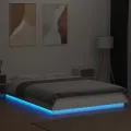 Cadre de lit avec lumières LED blanc 140x200 cm bois ingénierie
