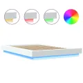 Cadre de lit avec lumières LED blanc 140x200 cm bois ingénierie