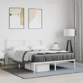 Cadre de lit métal avec tête de lit blanc 140x200 cm