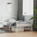Cadre de lit métal avec tête de lit/pied de lit blanc 100x200cm