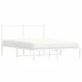Cadre de lit métal avec tête de lit blanc 135x190 cm