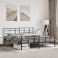 Cadre de lit métal avec tête de lit/pied de lit noir 183x213 cm