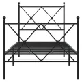 Cadre de lit métal avec tête de lit/pied de lit noir 80x200 cm