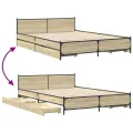 Cadre de lit et tiroirs chêne sonoma 135x190 cm bois ingénierie