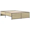 Cadre de lit chêne sonoma 120x190 cm bois d'ingénierie et métal