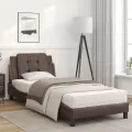 Lit avec matelas marron 90x200 cm similicuir