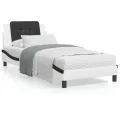 Lit avec matelas blanc et noir 90x190 cm similicuir