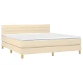 cadre de lit avec matelas LED Crème 160x200 cm Tissu