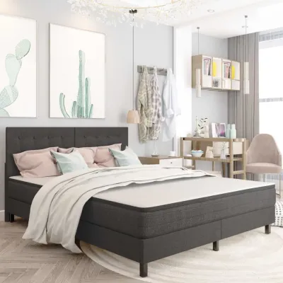 cadre de lit Gris foncé Tissu 180x200 cm