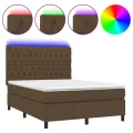 cadre de lit matelas et LED Marron foncé 140x200 cm
