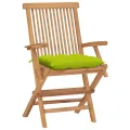 Chaises de jardin avec coussins vert vif 4 pcs Bois de teck