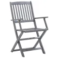 Chaises pliables d'extérieur 2 pcs avec coussins Bois d'acacia