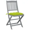 Chaises pliables d'extérieur 2 pcs avec coussins Bois d'acacia