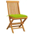 Chaises de jardin avec coussins vert vif 2 pcs Bois de teck