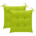 Chaises de jardin avec coussins vert vif 2 pcs Bois de teck