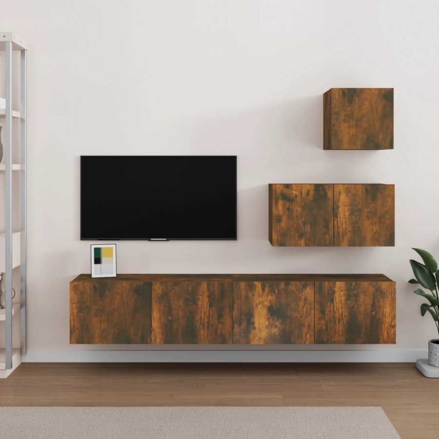 Ensemble de meubles TV 4 pcs Chêne fumé Bois d'ingénierie