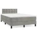cadre de lit et matelas Gris clair 120x200cm Velours