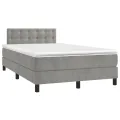 cadre de lit et matelas Gris clair 120x200cm Velours