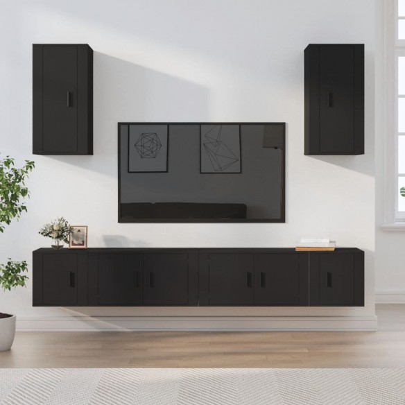 Ensemble de meubles TV 6 pcs Noir Bois d'ingénierie