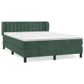 cadre de lit et matelas Vert foncé 140x190cm Velours