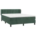 cadre de lit et matelas Vert foncé 140x190cm Velours