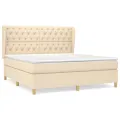 cadre de lit avec matelas Crème 160x200 cm Tissu