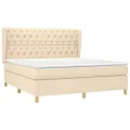 cadre de lit avec matelas Crème 160x200 cm Tissu