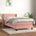cadre de lit et matelas Rose 80x200 cm Velours