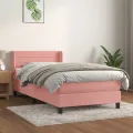 cadre de lit avec matelas Rose 90x190 cm Velours