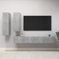 Ensemble de meuble TV 4 pcs Gris béton Aggloméré