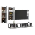 Ensemble de meuble TV 4 pcs Gris béton Aggloméré