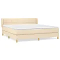 cadre de lit avec matelas Crème 160x200 cm Tissu
