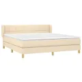 cadre de lit avec matelas Crème 160x200 cm Tissu