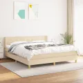 cadre de lit avec matelas Crème 160x200 cm Tissu