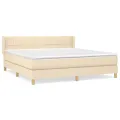 cadre de lit avec matelas Crème 160x200 cm Tissu
