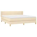 cadre de lit avec matelas Crème 160x200 cm Tissu