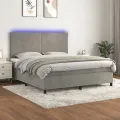 cadre de lit avec matelas LED Gris clair 160x200 cm