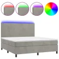 cadre de lit avec matelas LED Gris clair 160x200 cm