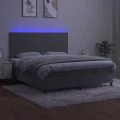 cadre de lit avec matelas LED Gris clair 160x200 cm