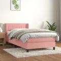 cadre de lit avec matelas Rose 90x200 cm Velours