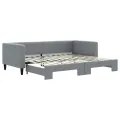 Lit de jour avec lit gigogne gris clair 90x200 cm tissu