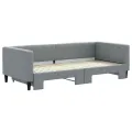 Lit de jour avec lit gigogne gris clair 90x200 cm tissu