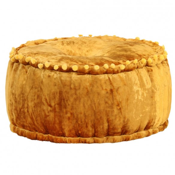 Pouf Rond Velours 40x20 cm Moutarde