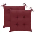 Chaises de jardin avec coussins rouge bordeaux 2pcs Teck massif