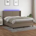cadre de lit matelas et LED Taupe 160x200 cm Tissu