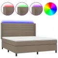 cadre de lit matelas et LED Taupe 160x200 cm Tissu