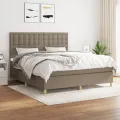 cadre de lit avec matelas Taupe 160x200 cm Tissu